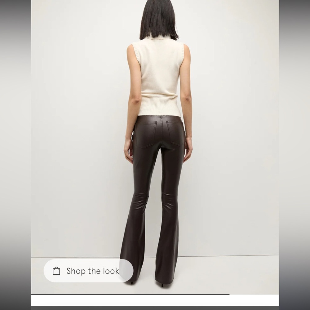 Veronica Beard Dark Brown Faux Leather Flare Pants - Picture 2 of 7